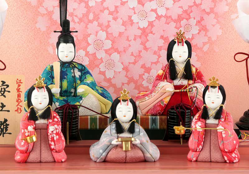 雛人形 コンパクト 一秀 ひな人形 木目込人形飾り ケース飾り 五人飾り
