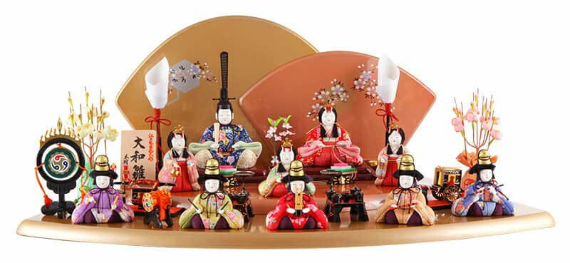 雛人形   十人飾り 雛人形 ひな人形 収納飾り 10人飾り「時代絵巻」 間口76cm コンパクト