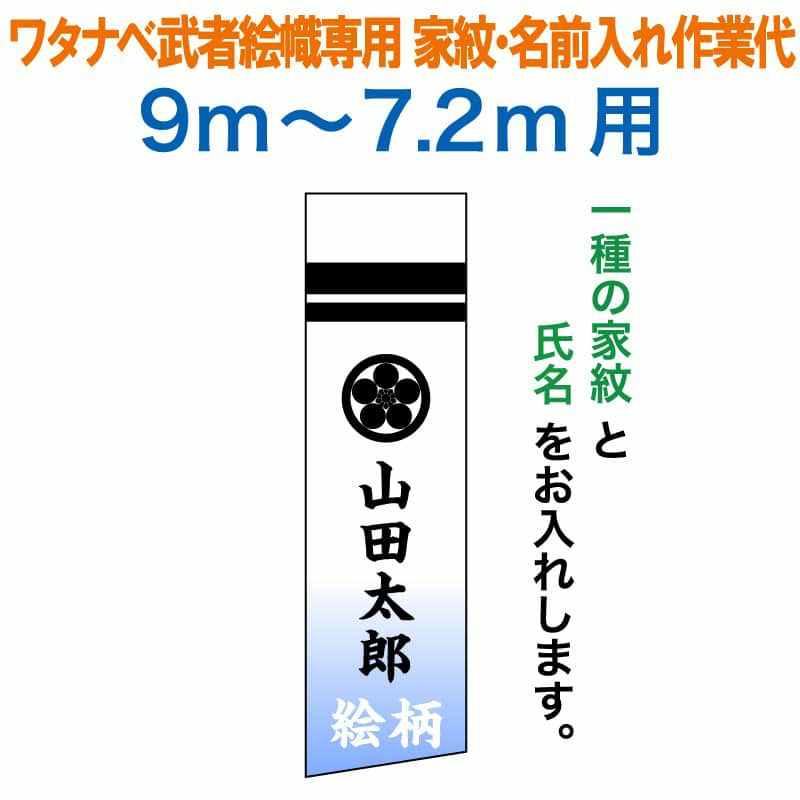 武者絵のぼり ワタナベ 武者幟 0.92×9m～0.9×7.2m用 家紋一種＋氏名 家紋・氏名入れ作業代 ワタナベ武者幟専用 【2024年度新作】 wtk-mkamonl-kfΩ