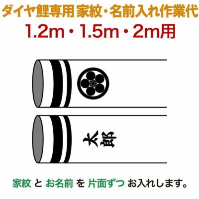 オフライン販売 鯉のぼり 村上鯉 家紋名前入れ ４ｍ以上 パターン１ 黒