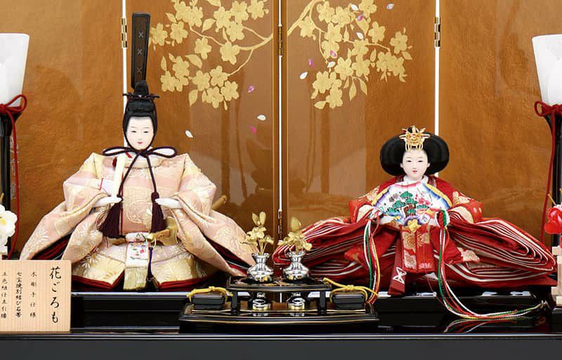 雛人形 ひな人形 雛 平飾り 親王飾り 平安優香作 花ごろも 正絹 京十二