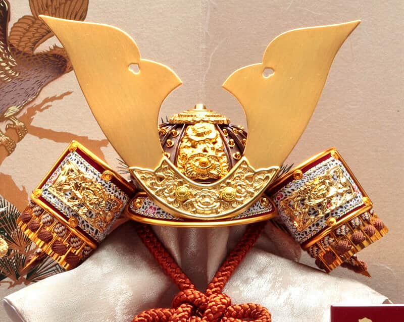 五月人形 久月 コンパクト 兜収納飾り 兜飾り 正絹薄茶裾濃縅 7号 松に