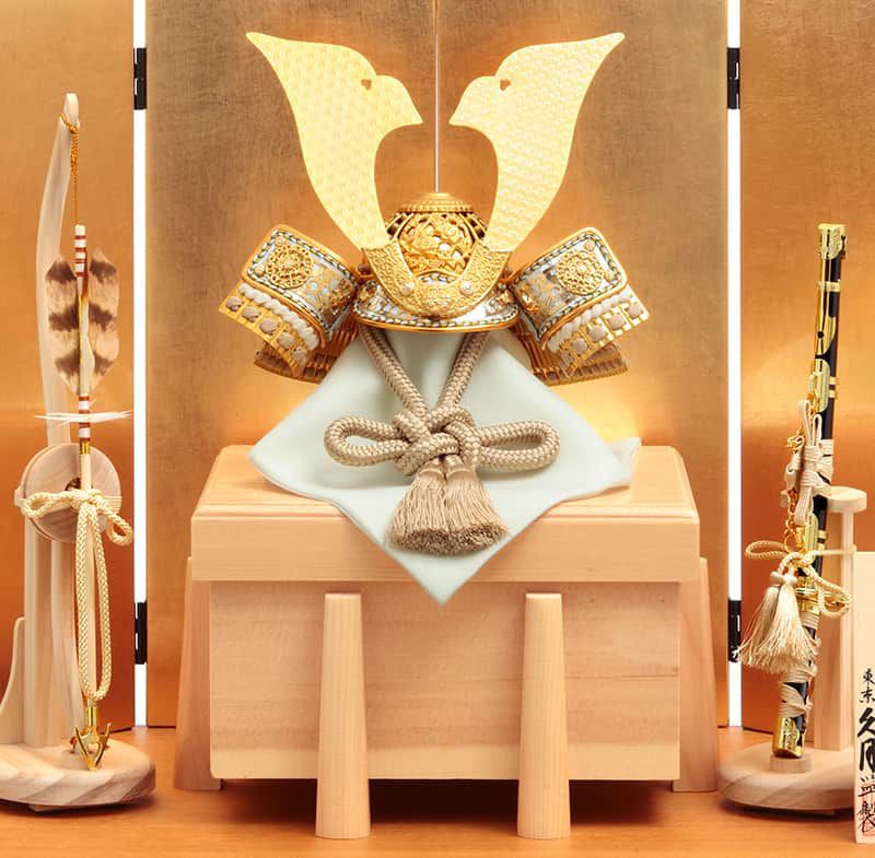 五月人形 久月 兜平飾り 兜飾り 鈴木利光作 天星之兜 正絹茶中白縅 7号