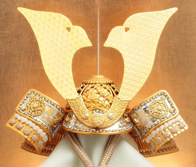 五月人形 久月 兜平飾り 兜飾り 鈴木利光作 天星之兜 正絹茶中白縅 7号